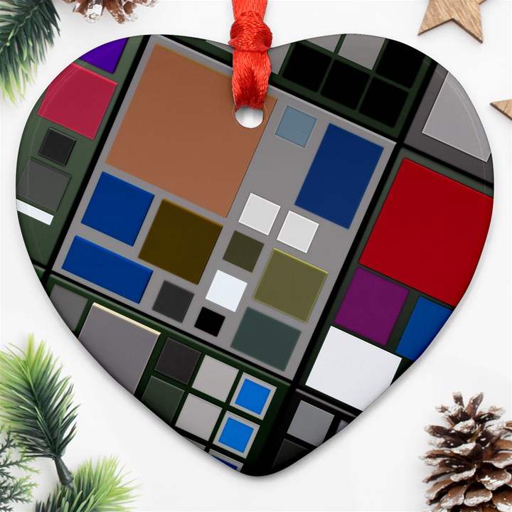 Abstract Composition Heart Ornament (Two Sides)