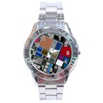 Abstract Composition Stainless Steel Analogue Watch Front