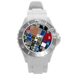 Abstract Composition Round Plastic Sport Watch (L)