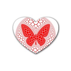 Butterfly Rubber Coaster (heart)  by Nexatart