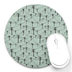 Telephone Lines Repeating Pattern Round Mousepads by Nexatart