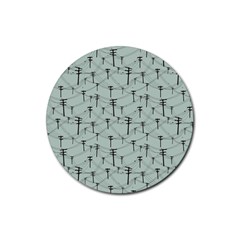 Telephone Lines Repeating Pattern Rubber Coaster (round)  by Nexatart