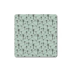 Telephone Lines Repeating Pattern Square Magnet by Nexatart