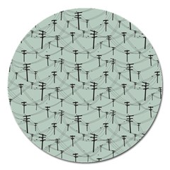 Telephone Lines Repeating Pattern Magnet 5  (round) by Nexatart