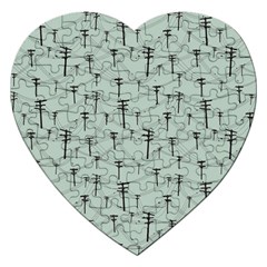 Telephone Lines Repeating Pattern Jigsaw Puzzle (heart) by Nexatart