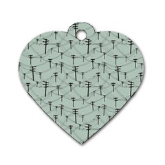 Telephone Lines Repeating Pattern Dog Tag Heart (one Side) by Nexatart