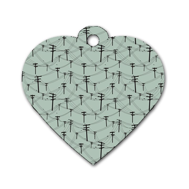 Telephone Lines Repeating Pattern Dog Tag Heart (Two Sides)