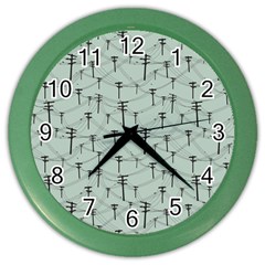 Telephone Lines Repeating Pattern Color Wall Clocks by Nexatart