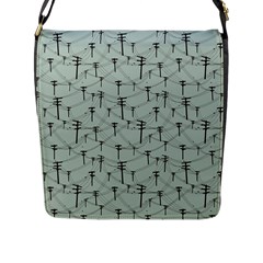 Telephone Lines Repeating Pattern Flap Messenger Bag (l)  by Nexatart