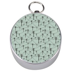 Telephone Lines Repeating Pattern Silver Compasses by Nexatart