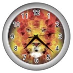 Fractal Lion Wall Clocks (Silver)  Front