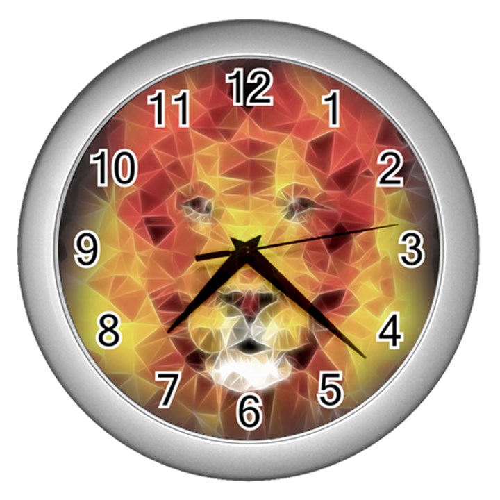 Fractal Lion Wall Clocks (Silver) 