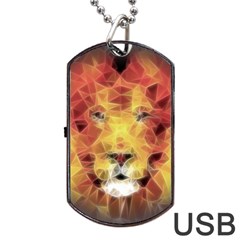 Fractal Lion Dog Tag Usb Flash (two Sides) by Nexatart