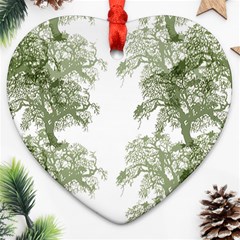 Trees Tile Horizonal Heart Ornament (two Sides) by Nexatart