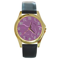 Plumelet Pen Ethnic Elegant Hippie Round Gold Metal Watch by Nexatart