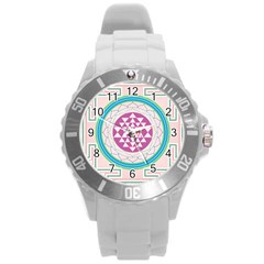 Mandala Design Arts Indian Round Plastic Sport Watch (l) by Nexatart