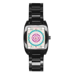 Mandala Design Arts Indian Stainless Steel Barrel Watch by Nexatart