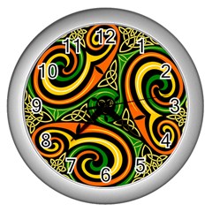 Celtic Celts Circle Color Colors Wall Clocks (Silver) 