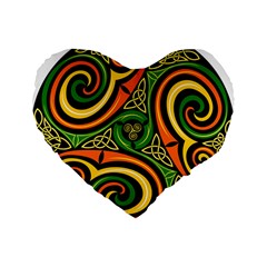 Celtic Celts Circle Color Colors Standard 16  Premium Flano Heart Shape Cushions