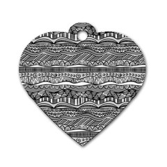 Ethno Seamless Pattern Dog Tag Heart (two Sides) by Nexatart