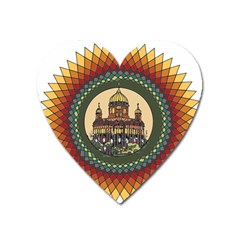 Building Mandala Palace Heart Magnet by Nexatart