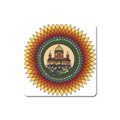 Building Mandala Palace Square Magnet by Nexatart