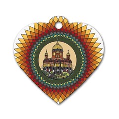 Building Mandala Palace Dog Tag Heart (one Side) by Nexatart