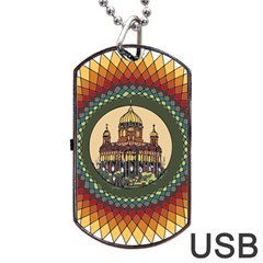 Building Mandala Palace Dog Tag Usb Flash (two Sides) by Nexatart