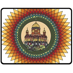 Building Mandala Palace Double Sided Fleece Blanket (medium)  by Nexatart