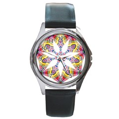 Colorful Chromatic Psychedelic Round Metal Watch by Nexatart