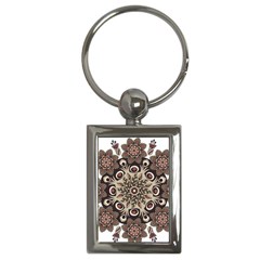 Mandala Pattern Round Brown Floral Key Chains (rectangle)  by Nexatart