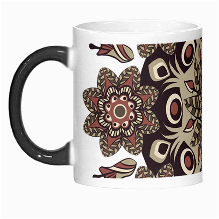 Mandala Pattern Round Brown Floral Morph Mugs