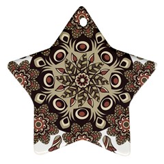 Mandala Pattern Round Brown Floral Star Ornament (two Sides) by Nexatart