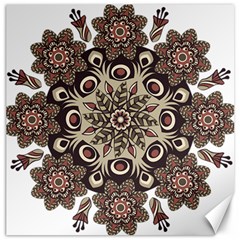 Mandala Pattern Round Brown Floral Canvas 12  X 12   by Nexatart