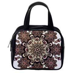 Mandala Pattern Round Brown Floral Classic Handbags (one Side) by Nexatart