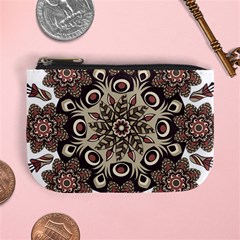 Mandala Pattern Round Brown Floral Mini Coin Purses by Nexatart