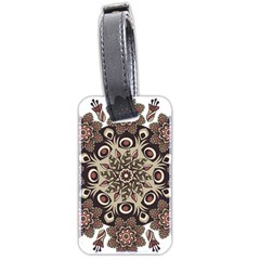 Mandala Pattern Round Brown Floral Luggage Tags (two Sides) by Nexatart