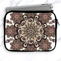 Mandala Pattern Round Brown Floral Apple Ipad 2/3/4 Zipper Cases by Nexatart