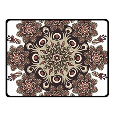 Mandala Pattern Round Brown Floral Double Sided Fleece Blanket (small)  by Nexatart