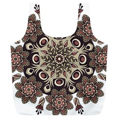 Mandala Pattern Round Brown Floral Full Print Recycle Bags (l)  by Nexatart