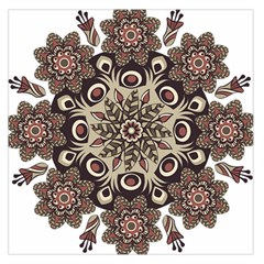 Mandala Pattern Round Brown Floral Large Satin Scarf (square) by Nexatart