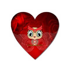 Cute Colorful  Owl, Mandala Design Heart Magnet by FantasyWorld7