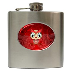 Cute Colorful  Owl, Mandala Design Hip Flask (6 Oz) by FantasyWorld7