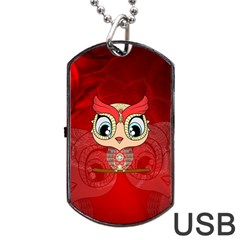 Cute Colorful  Owl, Mandala Design Dog Tag Usb Flash (one Side) by FantasyWorld7