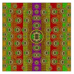 Rainbow Flowers In Heavy Metal And Paradise Namaste Style Large Satin Scarf (square) by pepitasart