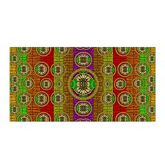 Rainbow Flowers In Heavy Metal And Paradise Namaste Style Satin Wrap by pepitasart