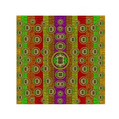 Rainbow Flowers In Heavy Metal And Paradise Namaste Style Small Satin Scarf (square) by pepitasart