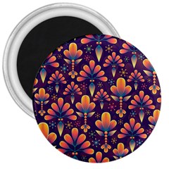 Floral Abstract Purple Pattern 3  Magnets by paulaoliveiradesign