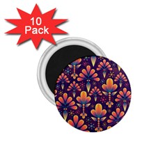 Floral Abstract Purple Pattern 1 75  Magnets (10 Pack)  by paulaoliveiradesign