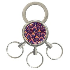 Floral Abstract Purple Pattern 3-ring Key Chains by paulaoliveiradesign